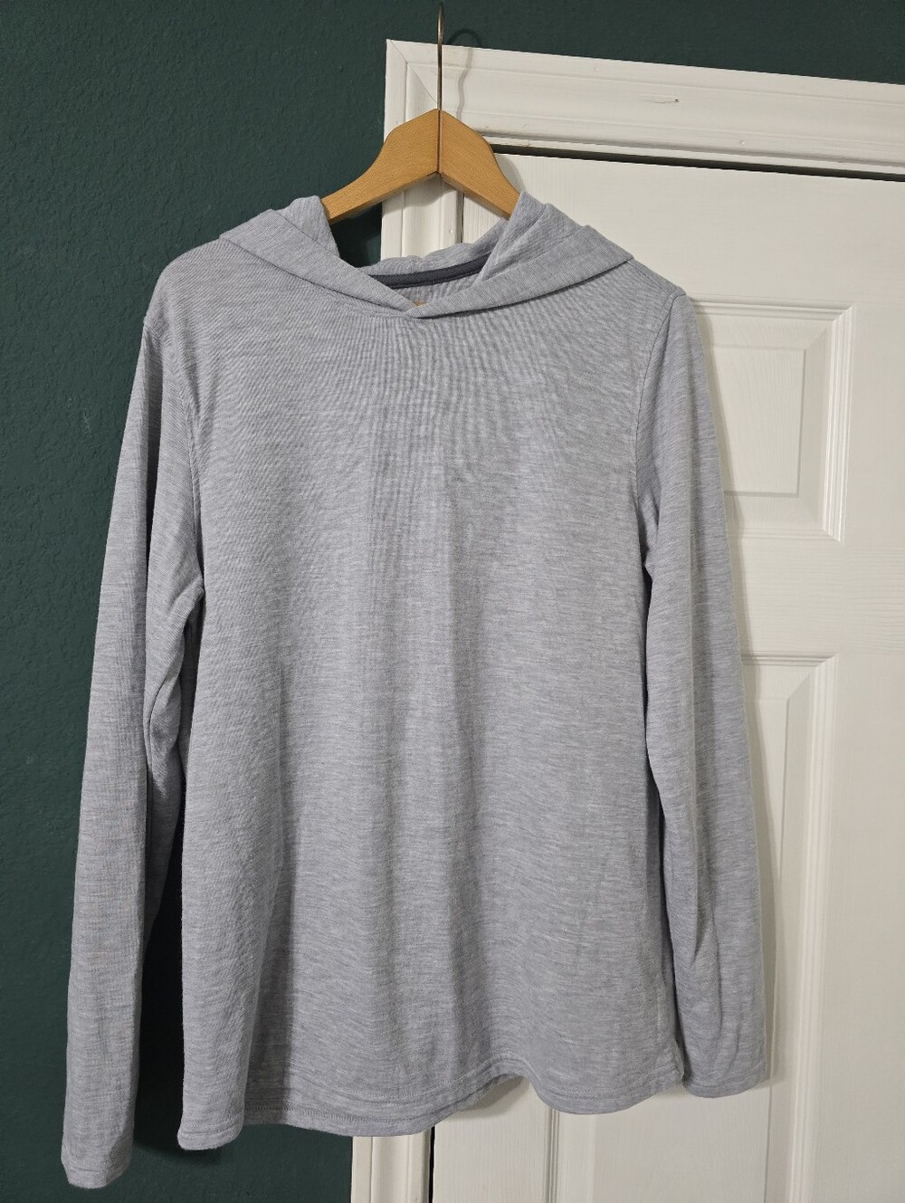 George Hooded Shirt Long Sleeve Gray M Heathered Lightweight Pullover Skater